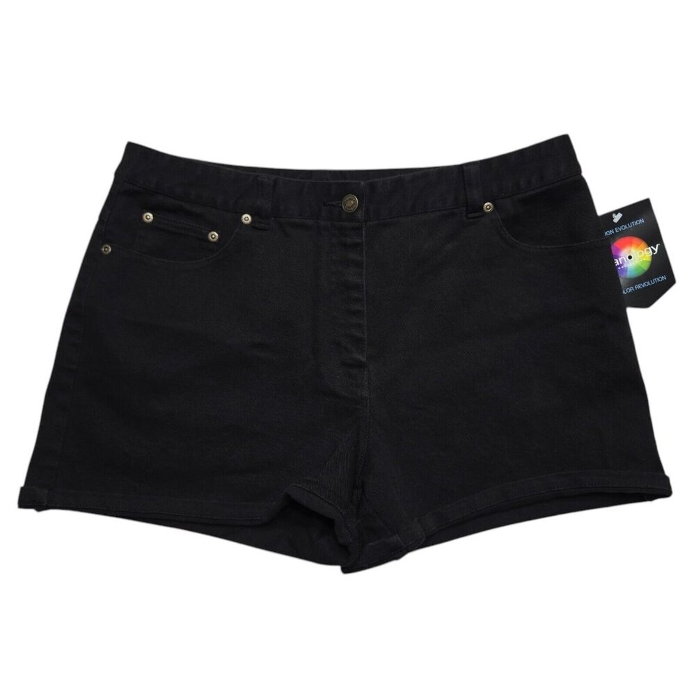 Jeanology Shorts Womens 16 Black Stretch High Rise Dark‎ Wash Denim Collection